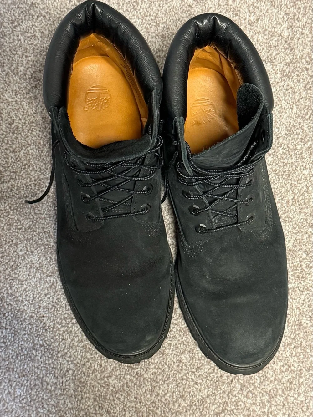 Timberland Black Nubuck Lace-Up Work Boots